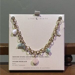 LUNA NORTE Multi Stone Charm Necklace Made With Genuine Gemstones NWTS
